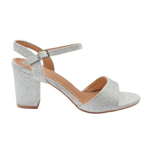 Where�'s That From Womens/Ladies Paityn Glitter Buckle Block Heel Sandals / Silv - Picture 1 of 3